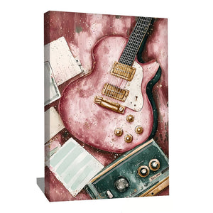 Tableau Guitare Rose