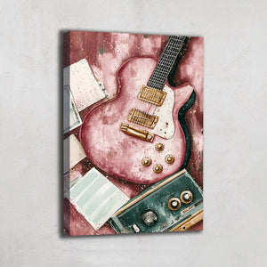 Tableau Guitare Rose