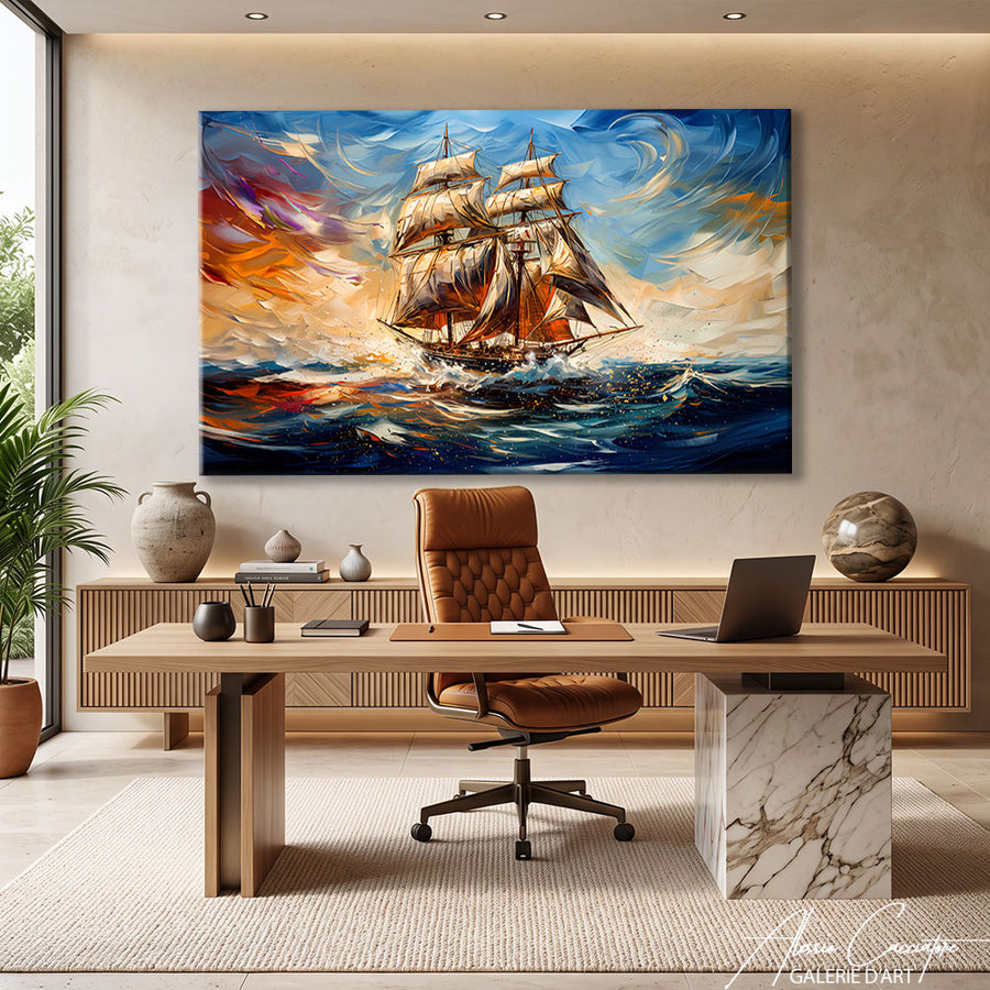 TABLEAU BATEAU ABSTRAIT ANCIEN – mise en situation