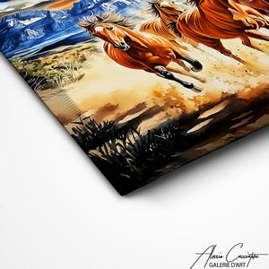 TABLEAU CHEVAUX COUCHER DE SOLEIL Alessio Cacciatore