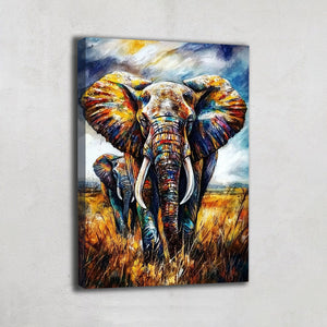 TABLEAU ÉLÉPHANTS NATURE