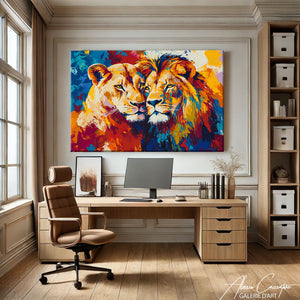 TABLEAU MULTICOLORE LIONS