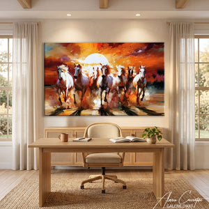 TABLEAU COUCHER DE SOLEIL CHEVAUX