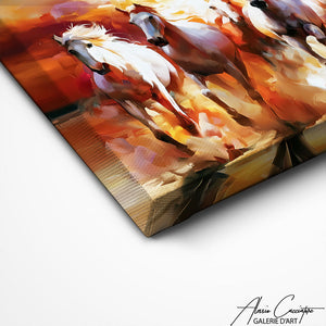 TABLEAU COUCHER DE SOLEIL CHEVAUX Alessio Cacciatore