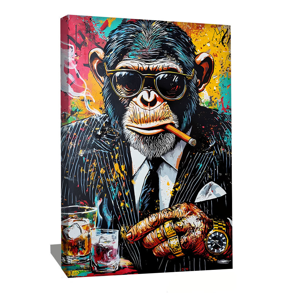 TABLEAU SINGE POP ART GANGSTER