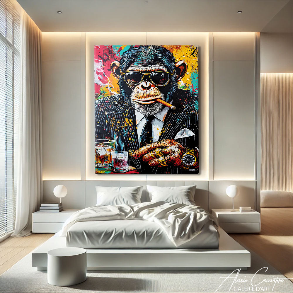 TABLEAU SINGE POP ART GANGSTER