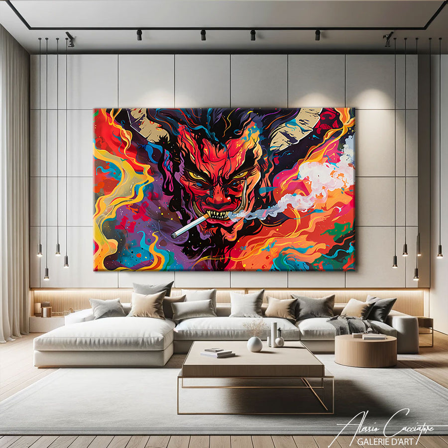 Tableau Contemporain Rouge – mise en situation