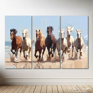 Tableau Triptyque Chevaux