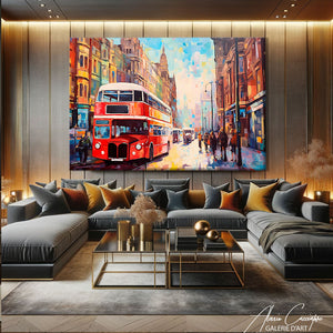 tableau de londres avec bus rouge