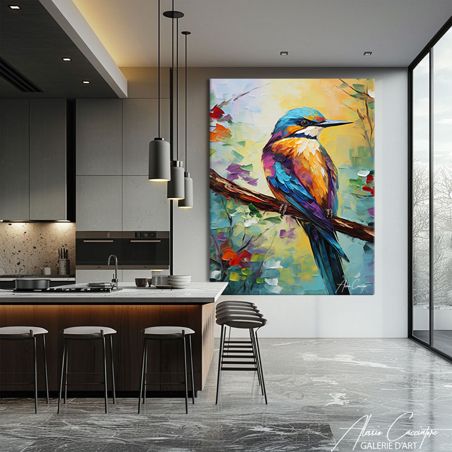 Tableau Peinture Oiseau – mise en situation