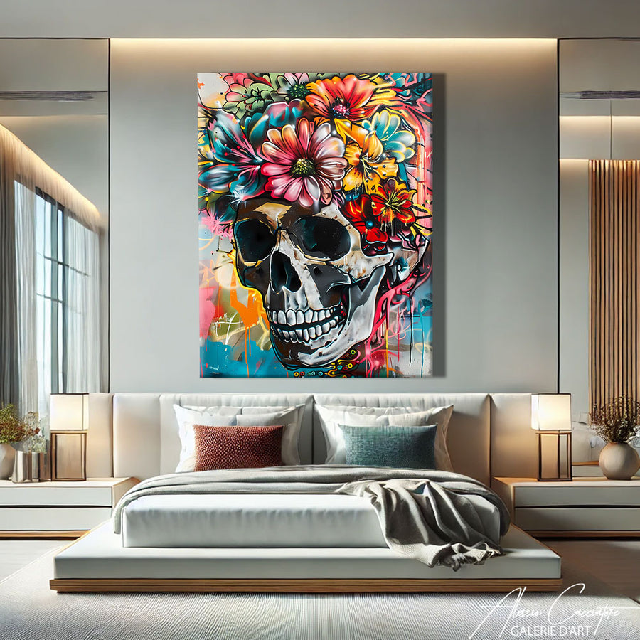 Tableau Tête De Mort Pop Art – mise en situation