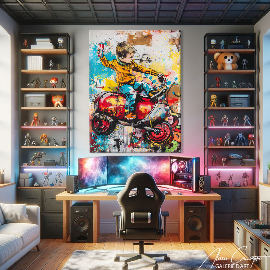 Tableau Street Art Enfant – mise en situation