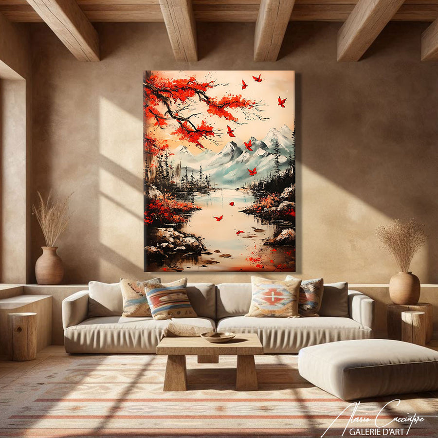 Tableau Japandi Beige – mise en situation