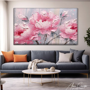 tableau pivoine rose