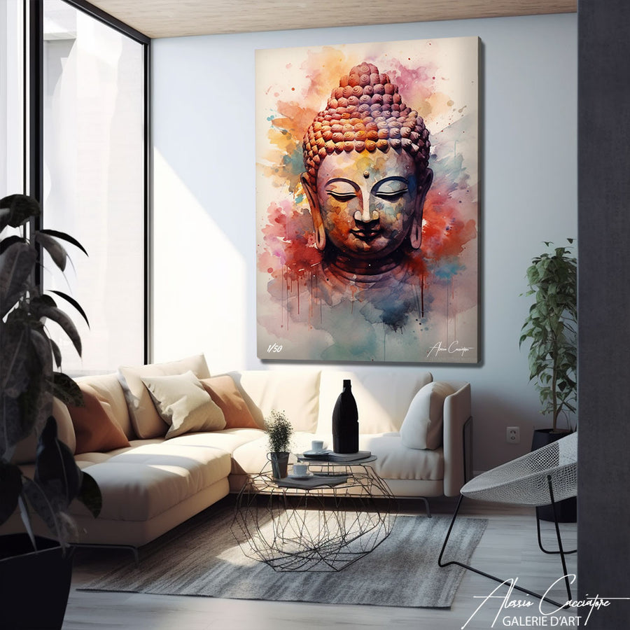 tableau bouddha aquarelle – mise en situation