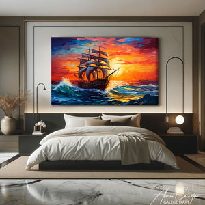 tableau bateau abstrait