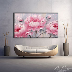 peinture rose pivoine