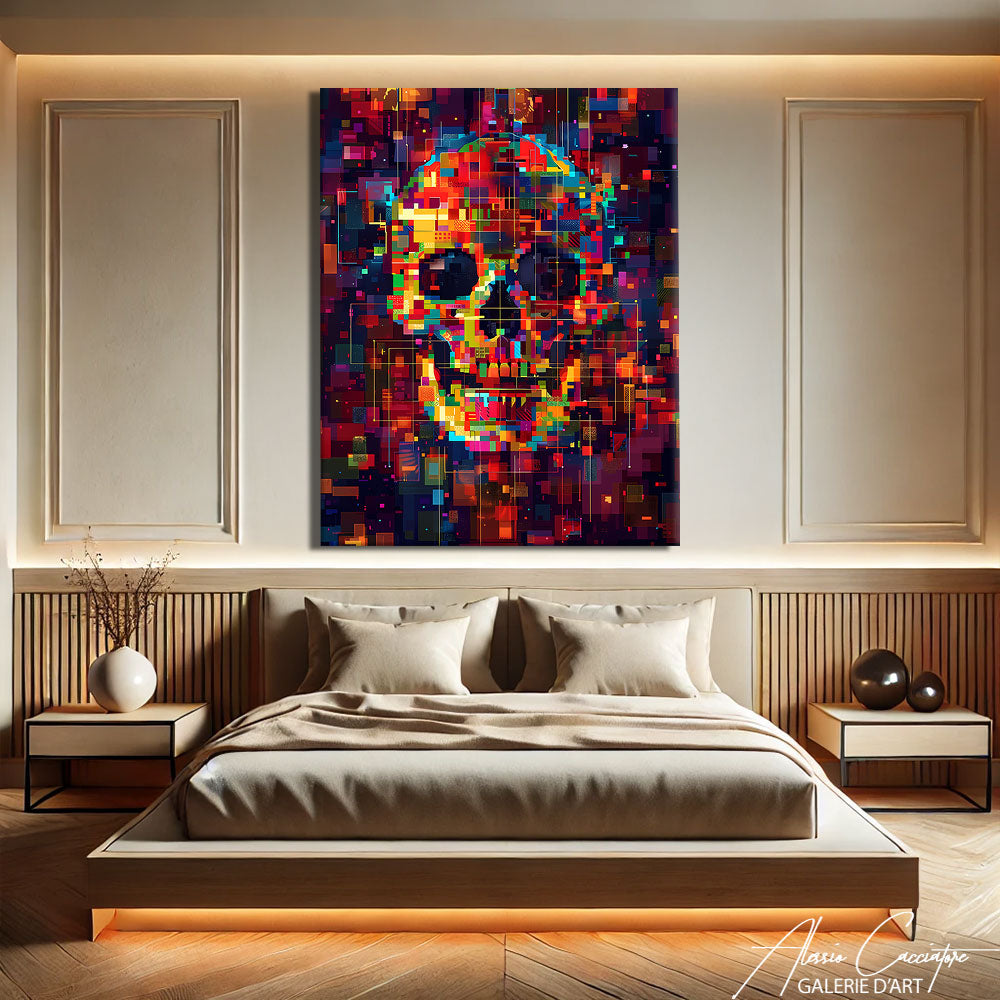 TABLEAU COLORÉ TÊTE DE MORT