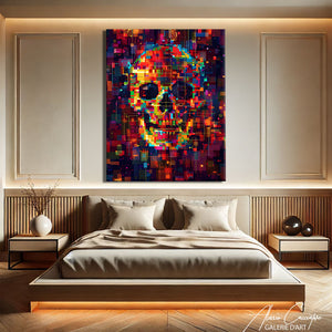 TABLEAU COLORÉ TÊTE DE MORT