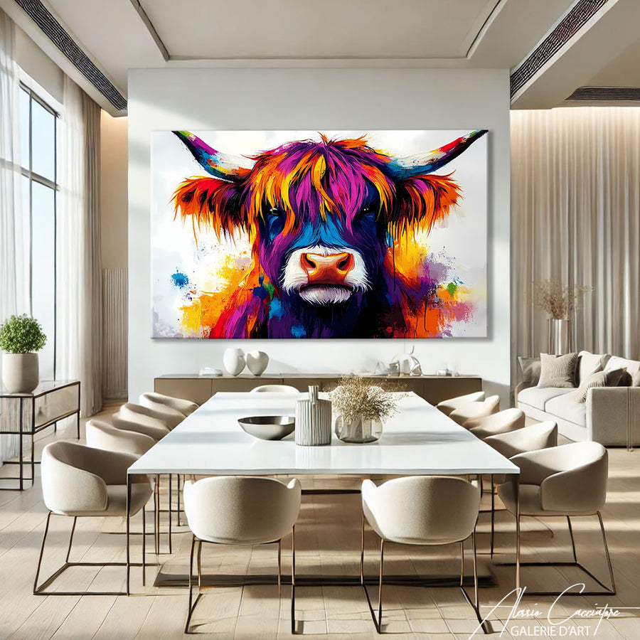 TABLEAU VACHE POP ART – mise en situation