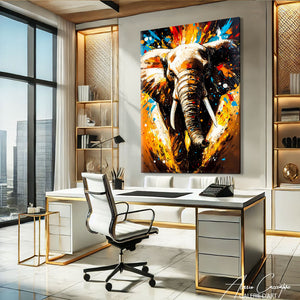 tableau avec éléphant