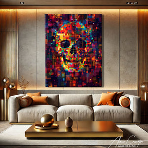 TABLEAU TÊTE DE MORT COLORÉ