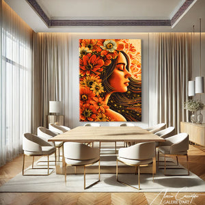 Affiche Femme Avec Fleurs Sur La Tete