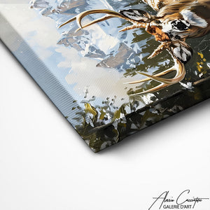 TABLEAU CERF MONTAGNE Alessio Cacciatore