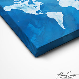 TABLEAU CARTE DU MONDE BLEU Alessio Cacciatore