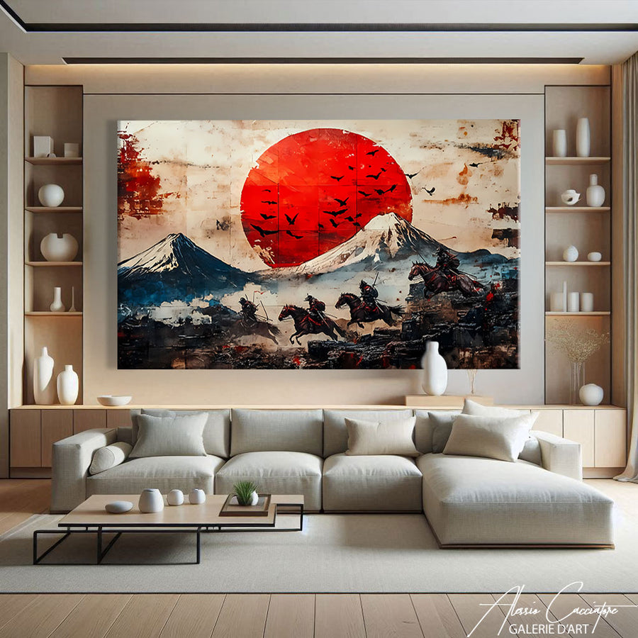 Tableau Abstrait Japandi – mise en situation