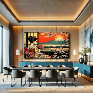 tableau paysage japonais