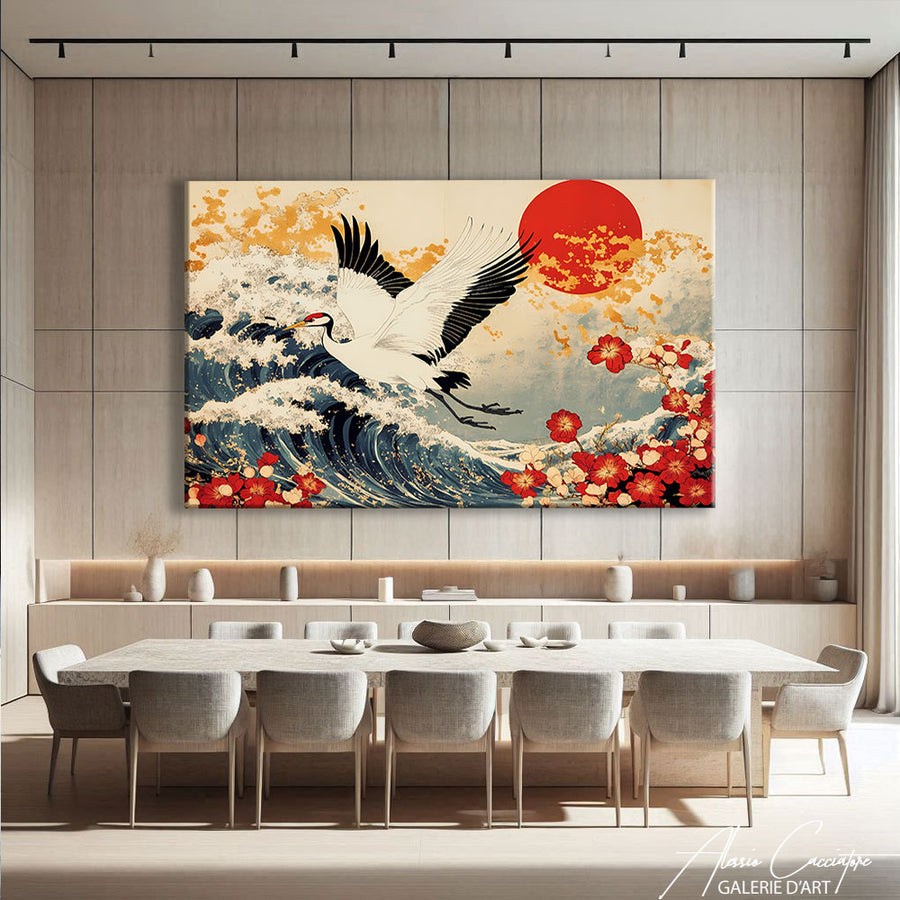 Tableau Grue Japandi – mise en situation