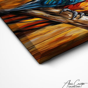 TABLEAU PERROQUET SUR BRANCHE Alessio Cacciatore