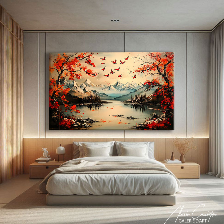 Tableau Paysage Japandi – mise en situation