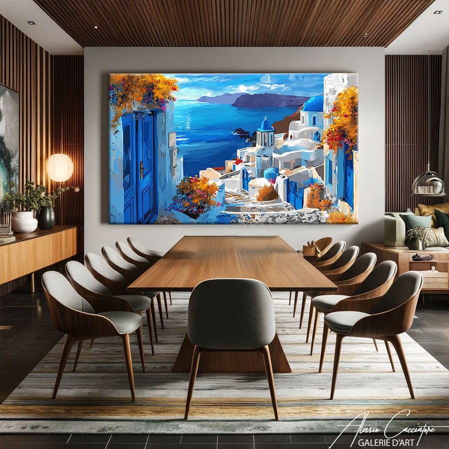 Tableau Abstrait Bleu Turquoise – mise en situation