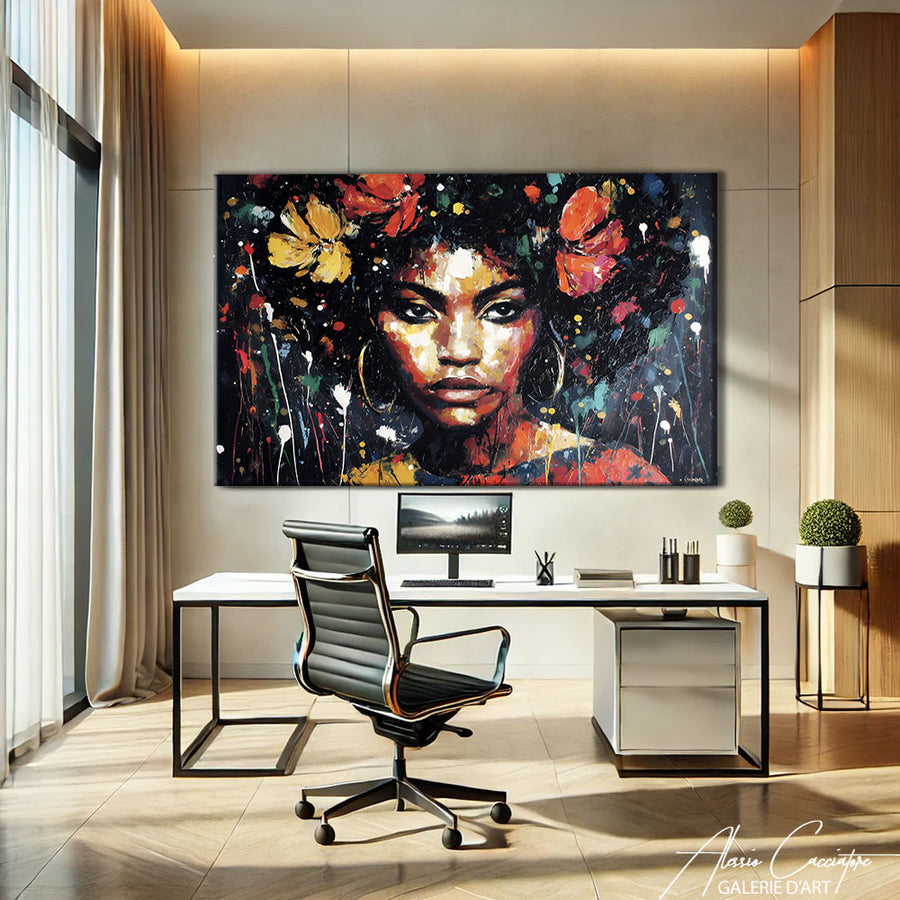 Tableau Abstrait Noir – mise en situation