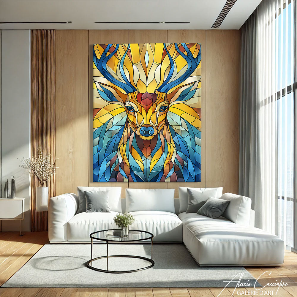 Tableau Cerf Géométrique