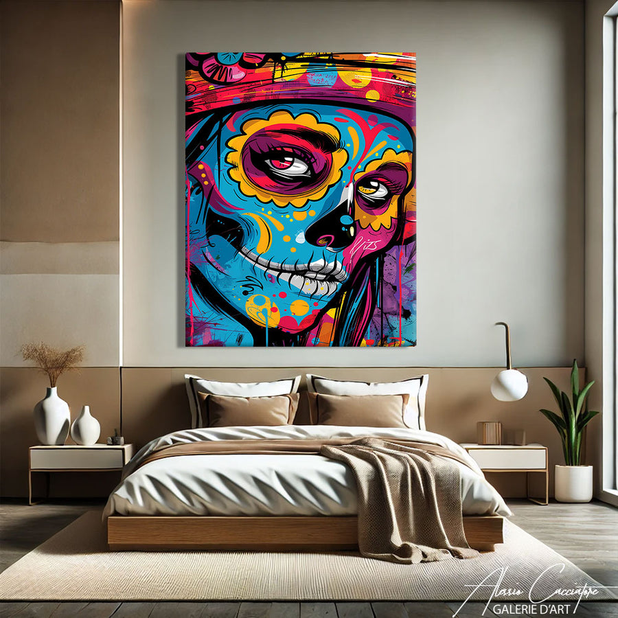 Tableau Tête de Mort Femme – mise en situation
