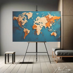 tableau carte du monde vintage