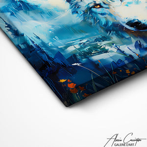 TABLEAU LOUP BLANC FORET Alessio Cacciatore