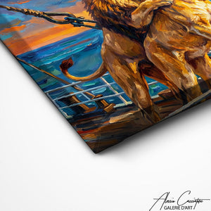 TABLEAU LION BATEAU Alessio Cacciatore