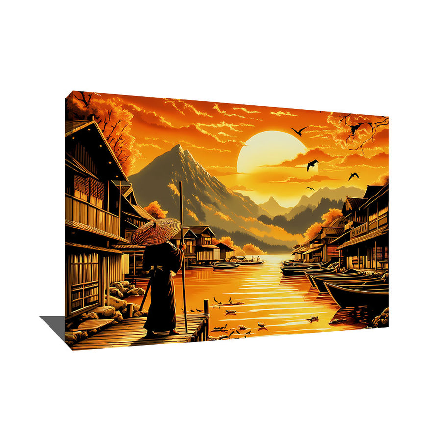 Tableau Coucher De Soleil Japonais