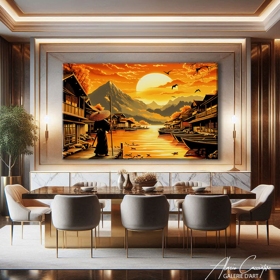 Tableau Coucher De Soleil Japonais – mise en situation