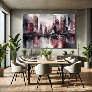 TABLEAU NEW YORK ROSE ET GRIS Alessio Cacciatore