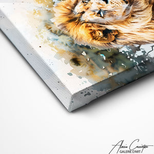 TABLEAU AQUARELLE LION D'AFRIQUE Alessio Cacciatore