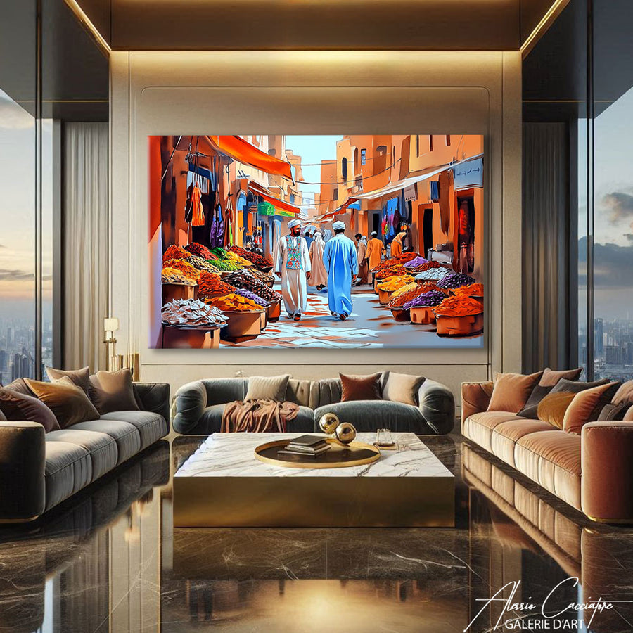 Tableau Souk Marrakech – mise en situation