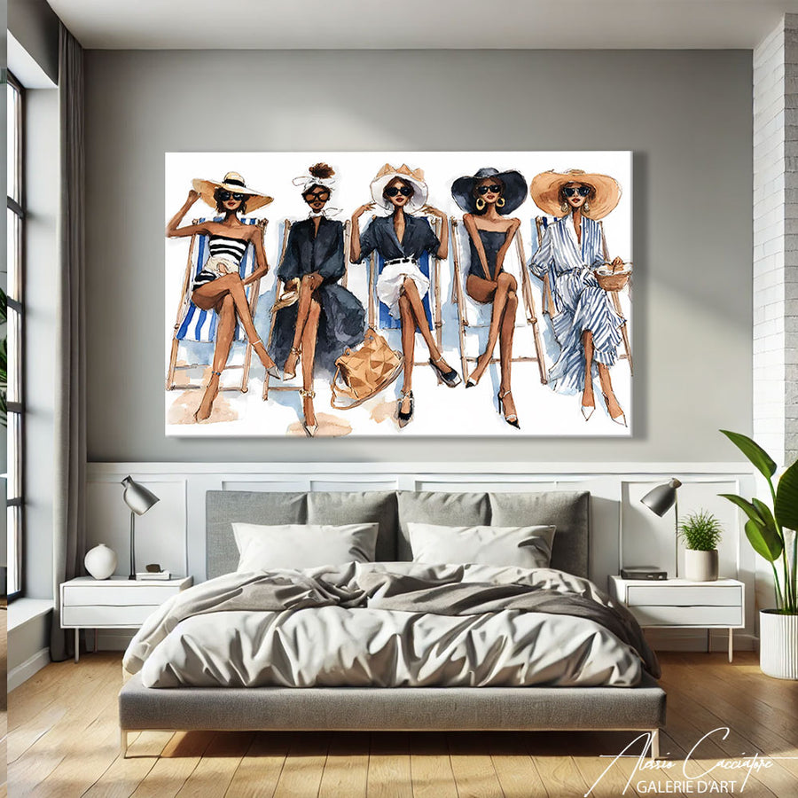 Tableau Abstrait Blanc Femmes – mise en situation