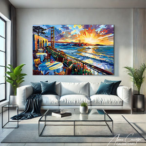 TABLEAU COUCHER DE SOLEIL SUR LA MER Alessio Cacciatore