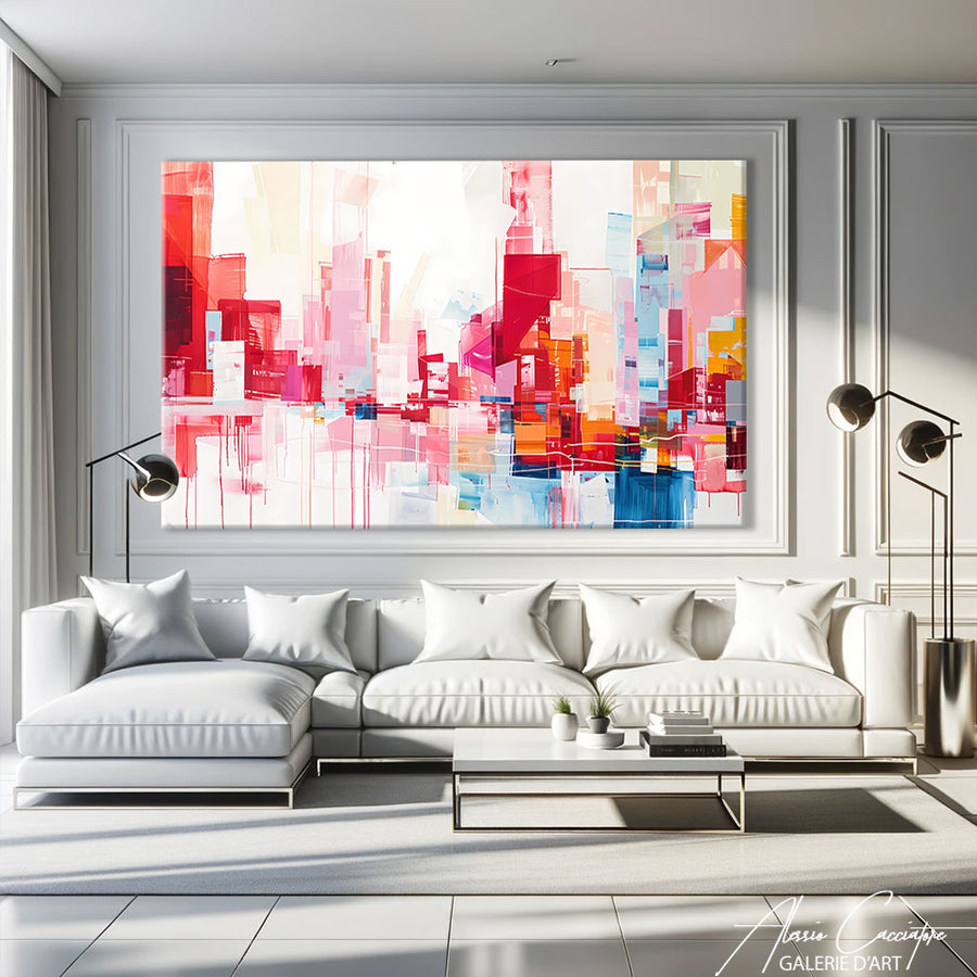 Contemporain Tableau Moderne Salon – mise en situation