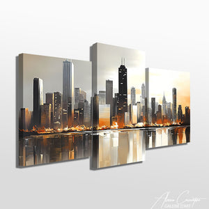 TABLEAU TRIPTYQUE MODERNE GRIS